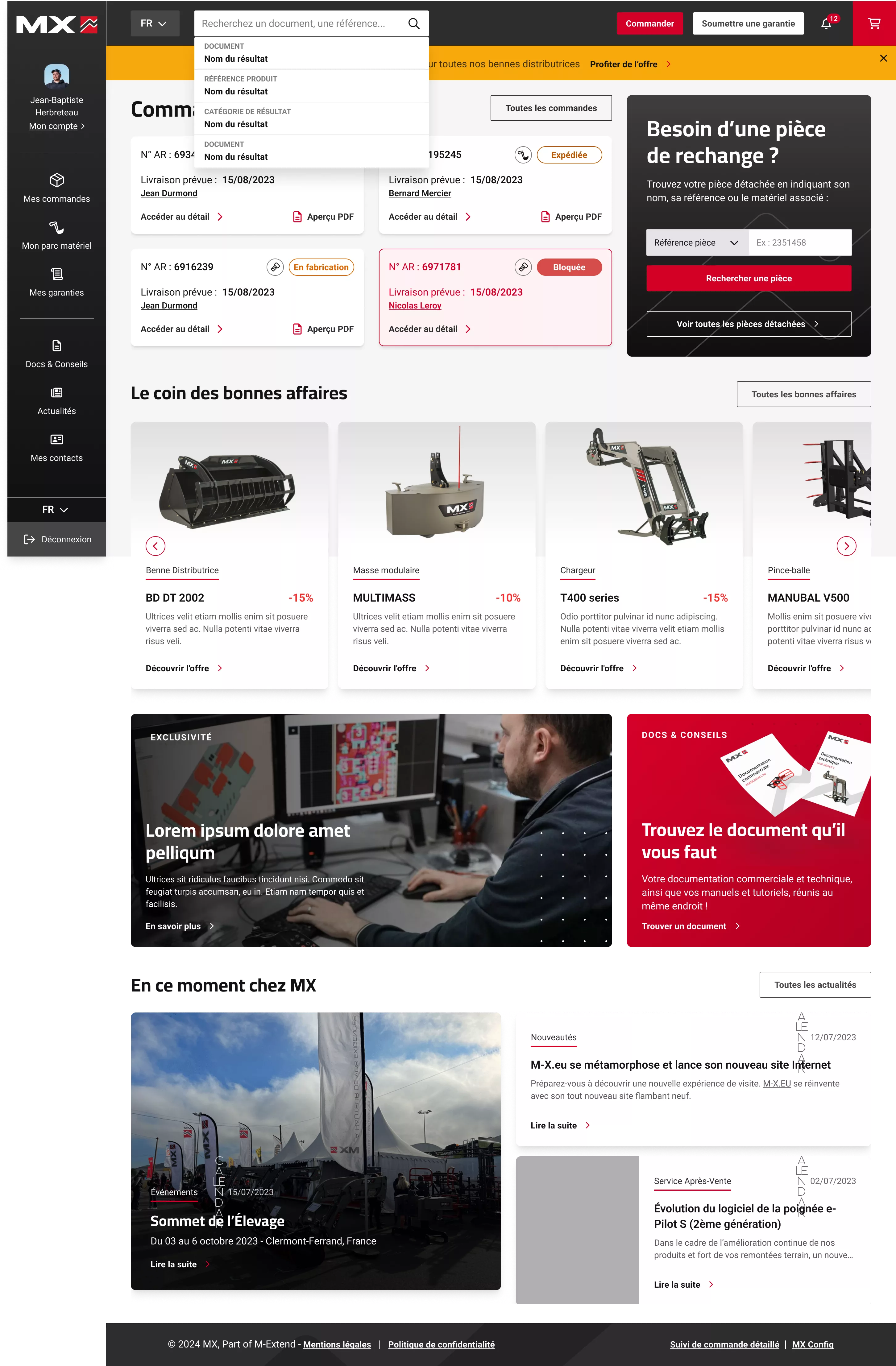 Maquette homepage MX